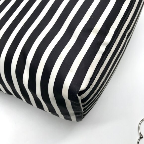 Kate Spade Black & Clotted Cream Striped Nylon Watson Lane Maya Tote Bag - Picture 8 of 11